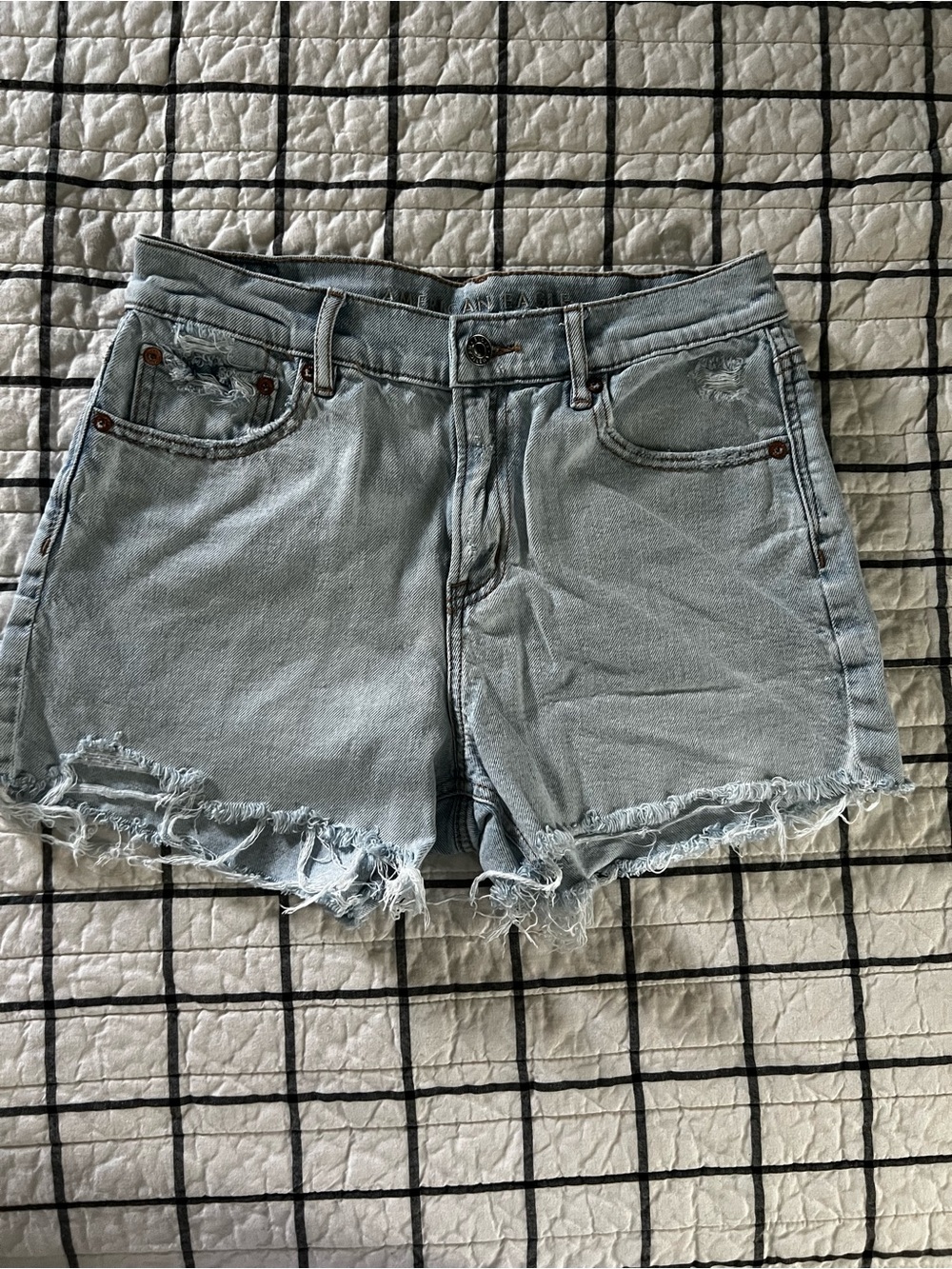 American Eagle Outfitters Light Blue Distressed Denim Cutoff Shorts